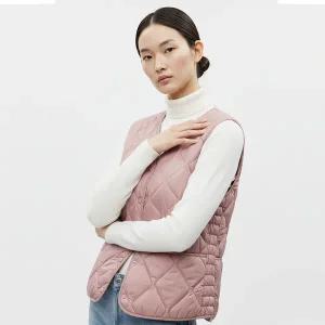 [샵앤] 여성 V넥 단추오픈 옆셔링 안감 양털 패딩 조끼 PIC-WVS-20875-연핑크