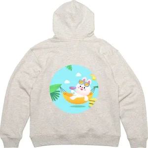 후드티 뒷면 토끼 선글라스 칵테일 해변 디자인 옷