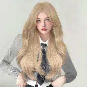 내추럴 롱 웨이브 가발 여성 긴머리 코스프레 촬영가발