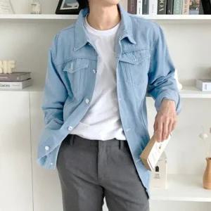 봄 연청 데님 숏자켓 남성 가을 포켓 블루 간절기 아우터