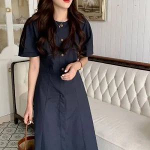 셔츠 슬림 반팔원피스 A라인 라운드원피스 롱원피스