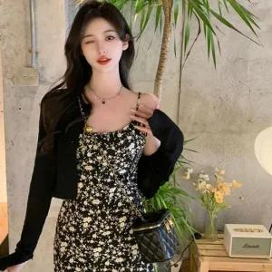 데이트룩 데일리 플라워 패턴 로맨틱 무드 롱 원피스