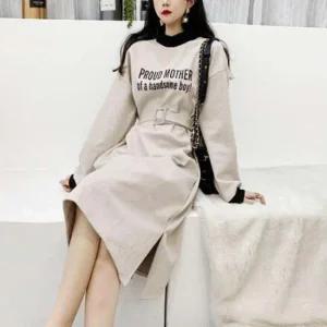 캐주얼 벨트 롱원피스 가을 허리팬딩 플레어 원피스