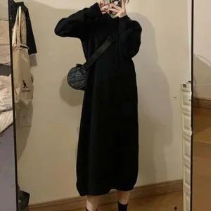 원피스 후드 후드롱원피스 후드원피스 외출 블랙 캐주