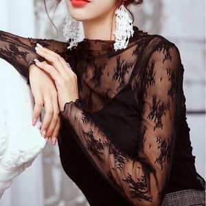 레이어드 레이스 이너 블라우스 시스루 티셔츠