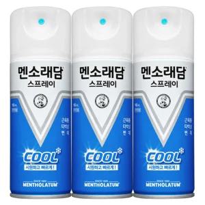 멘소래담 스프레이 쿨 180mlx3개 쿨타입 타박상 통증완화 뿌리는 에어파스