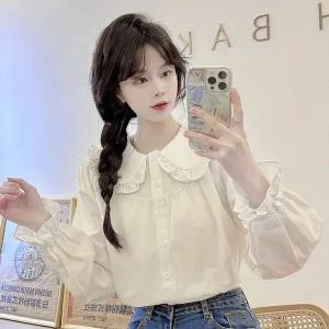 [하프클럽/]러블리 카라 레이스 주름 셔츠 (mb0154)