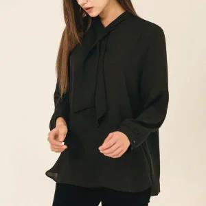 [하프클럽/막스까르띠지오]넥 타이 쉬폰 블라우스