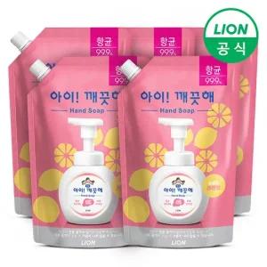 아이깨끗해 핸드워시 리프레쉬 레몬향 600ml 대용량 리필 5개 파우치형)