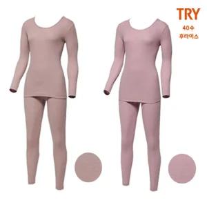 홈란쥬 트라이 뉴센트 솔리드 베이직 9부 얇은 내복 상하 세트 J06