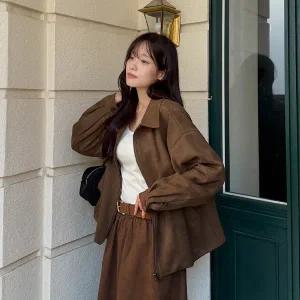 [빅사이즈]이블렛 큐에드 스웨이드 블루종 자켓 제이스타일