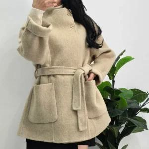 여성 빅포켓 허리벨트 더블 울 하프코트N SIU-WJP-4947-베이지