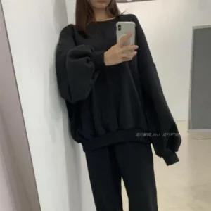 [피커]캐주얼 무지 빈티지 루즈핏 트레이닝 짐웨어 세트
