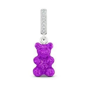 [크리스탈헤이즈][크리스탈헤이즈 CRYSTAL HAZE] NOSTALGIA BEAR-MAGENTA-PAVE CONNECTOR SILVER 여성 참