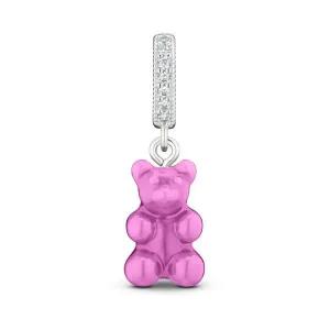[크리스탈헤이즈][크리스탈헤이즈 CRYSTAL HAZE] NOSTALGIA BEAR-CANDY PINK-PAVE CONNECTOR SILVER 여...