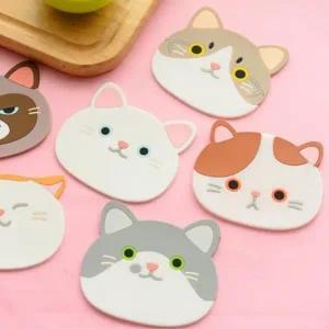 키밍 고양이 실리콘 컵받침 그릇 귀여운 티코스터