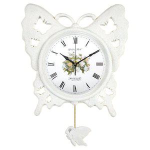 [골든벨]GB7015wg 고급 마블 나비 꽃 벽시계(화이트)