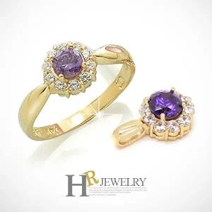 [호림쥬얼리]14K정.품)히트(HR)(2월탄생석)14K 자수정 세트(펜던트+반지)