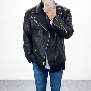 [엠클로] 남자 베이직 무지 기본 가죽 라이더 자켓 빅사이즈