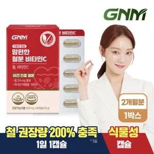 [비건인증/총 2개월분] GNM 맘편한 철분 비타민C 60캡슐 x 1박스 / 철분제 임산