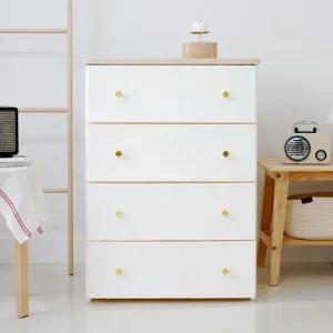 벨르 와이드 4단 우드상판 플라스틱 서랍장 수납 정리함 옷장