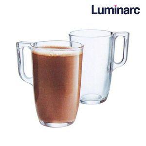 [루미낙]내열강화 투명 유리컵 400ml 2P 라떼 머그잔 물컵[33027514]