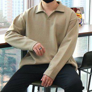 [우기브로]WDI 남자 빅사이즈 오픈 카라넥 긴팔 티셔츠