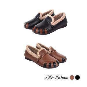 [오노마] ONM 깔끔한 디자인 겨울털신발 여성 방한화 가죽 털모카신