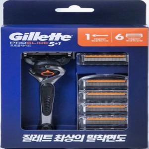 질레트 프로글라이드 매뉴얼 대용량팩 면도기 핸들+면도날 6입