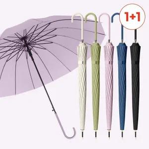 [NS홈쇼핑][1+1] 16살대 튼튼 장우산 태풍,비바람 견디는 남녀공용 가죽그립 우산 컬러5종..