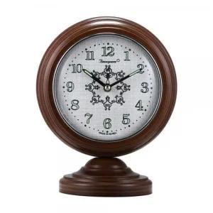 무소음 야광 양면 탁상시계 도금링 월넛 TS-816 BAS