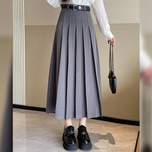 [무드무드](벨트SET) 블린 하이웨이스트 플리츠 롱 스커트