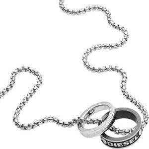 디젤 남성용 실버 스테인레스 스틸 더블 펜던트 목걸이 ( DX1168040)