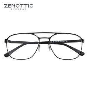 ZENOTTIC 남성용 디자인 더블 브릿지 안경 경량 파일럿 대형 광학 안경테