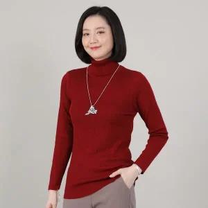 [하프클럽/] 엄마옷 사피아 국내산 울 니트 목 폴라 여성 가을 겨울 긴팔 티