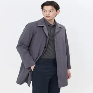 헤지스 남성 24SS [클리어런스][스테디셀러]그레이 히든버튼 폴리 하프코트 WHCO4A202CG