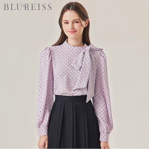 [블루레이스] 도트리본퍼프소매블라우스_B5S1BL5021