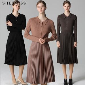 [쉬즈미스(SHESMISS)] 플리츠 니트 원피스