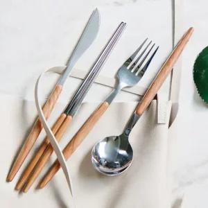 우아한 디너 커트러리 4종 세트 스푼 젓가락 포크 나이프 양식기