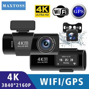 룸미러 블랙박스 듀얼 렌즈 와이파이 GPS 자동차 DVR 미니 카메라 비디오 드라이브 녹음기 24 시간 모니터링 4K 3840x2160P