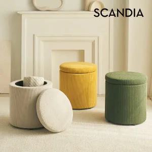 [스칸디아]몽그리 코듀로이 수납형 스툴 화장대 의자