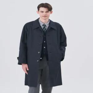 헤지스 남성 24FW [스테디셀러]네이비 단색 면혼방 코트 WHCO4C102N2