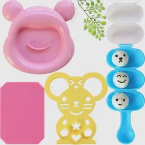 카레밥만들기 동물모양 밥틀 + 컷팅틀 + 컷팅 실리콘 매트 + 주먹밥 메이커 세트 혼합색상 1세트