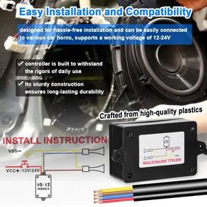 휘슬혼 2PCS 12 V 유니버설 더블 톤 경적 자동차 오토바이 에어 호른 방수 조정 소리 컨트롤러 및 원격