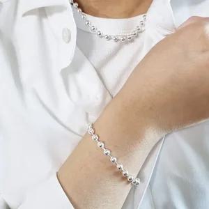 [차차실버] 은볼 4mm 은팔찌 도톰 베스트 인기 커플 남녀공용 진주 순은 모임