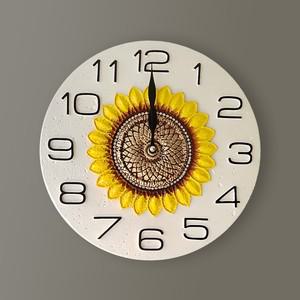 인기템 인테리어 추천 무소음 화이트 엔틱 대리석 해바라기 벽시계