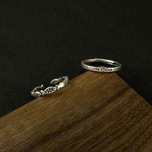 [오노마] ONM 물고기 모양 은 반지 여성 손가락 애끼 커플 반