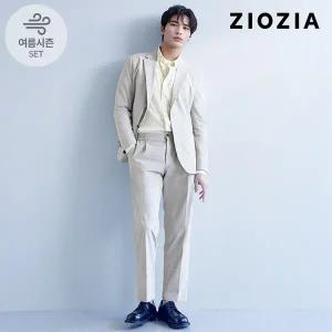지오지아 남성 정장세트 루즈핏 베이지 스트레치 캐주얼 셋업 수트 상하의 출근룩 하객룩