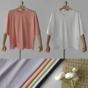 바이오워싱 슬릿 트임 옆트임 고밀도 박스핏 세미크롭 코튼여성여름반팔티셔츠 (5color)
