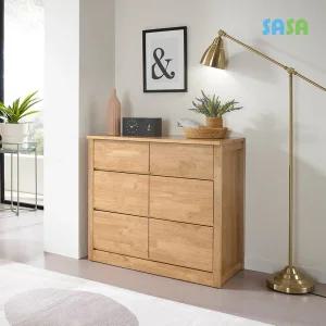 데코라인(매장상품) 밀라체 900 3단 고무나무원목서랍장